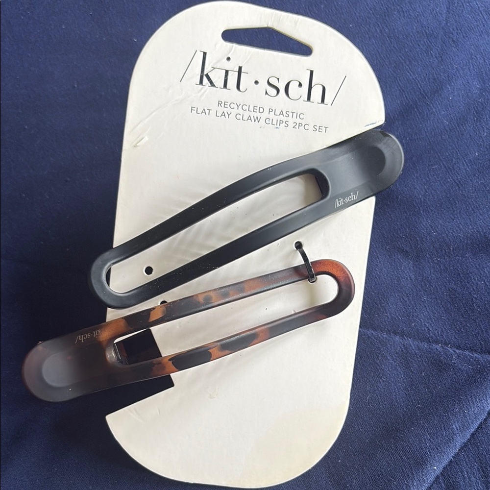 2 Piece Kitsch Black and Tortoise Shell Hair Claw Clip Duo, Recycled Plastic